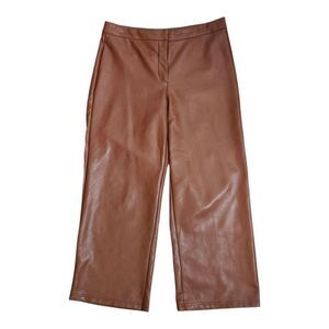 Avec Les Filles Wide-Leg Faux Leather Pants in Brown